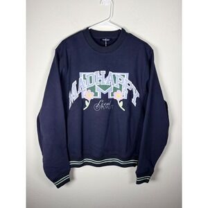 Madhappy March Spring Capsule Fleece Crewneck Sweatshirt Navy Blue Size S